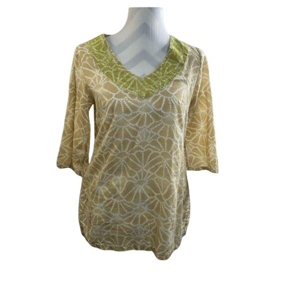 Calypso St. Barth Target 3/4 Sleeve Embroidered Top - Picture 2 of 9